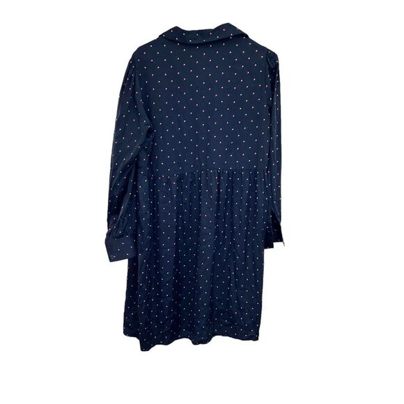 HATCH Satin Long Sleeve Polka Dot Navy Blue Maternity Shirt Dress Sz Small - Picture 6 of 11